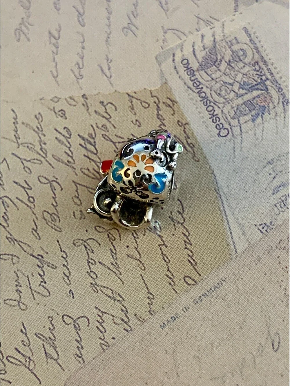 Gnoce Sterling Silver Enamel Day of the Dead Sugar Skull Charm